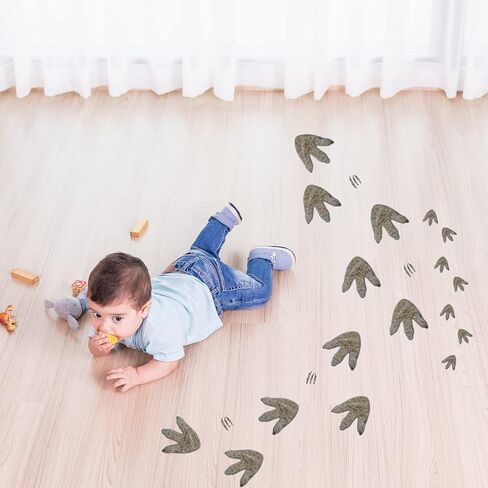 64 Pieces Dinosaur Decor Dinosaur Footprints Floor Decals Peel and Stick Dinosaur Track Stickers Removable Dinosaur Tracks Wall Decals Vinyl Footprints Wall Decal for Baby Nursery Bedroom Home Decor in Saudi Arabia