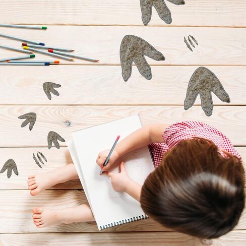 64 Pieces Dinosaur Decor Dinosaur Footprints Floor Decals Peel and Stick Dinosaur Track Stickers Removable Dinosaur Tracks Wall Decals Vinyl Footprints Wall Decal for Baby Nursery Bedroom Home Decor in Saudi Arabia