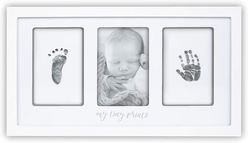 Felt Like Sharing My Tiny Prints Newborn Baby Handprint and Footprint Kit – Photo Keepsake Frame with Ink Pad for Baby Hand and Footprints – Great New Parent Present – 17" L x 9.5" H (White) in Saudi Arabia