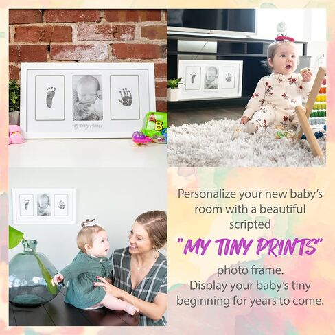 Felt Like Sharing My Tiny Prints Newborn Baby Handprint and Footprint Kit – Photo Keepsake Frame with Ink Pad for Baby Hand and Footprints – Great New Parent Present – 17" L x 9.5" H (White) in Saudi Arabia