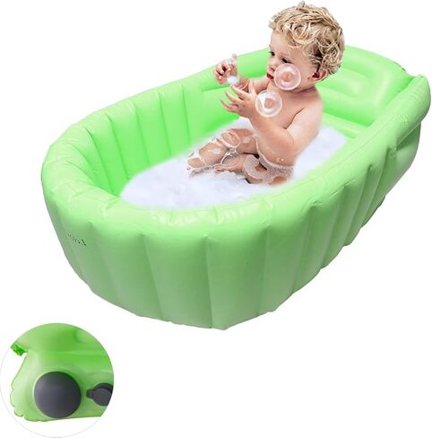 Inflatable Baby Bathtub with Air Pump, Portable Foldable Travel Baby Bath Tub, Non-Slip Neonatal Tub,for Newborn to Toddler, Green in Kuwait