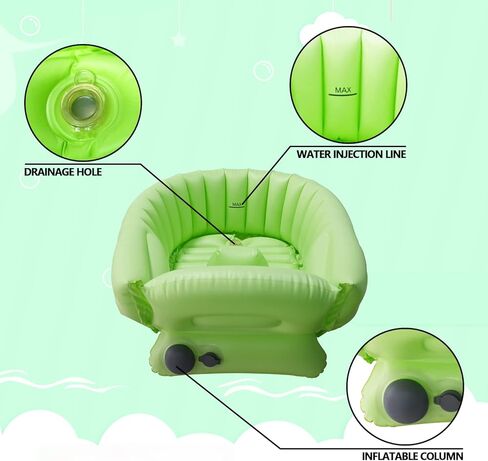 Inflatable Baby Bathtub with Air Pump, Portable Foldable Travel Baby Bath Tub, Non-Slip Neonatal Tub,for Newborn to Toddler, Green in Kuwait
