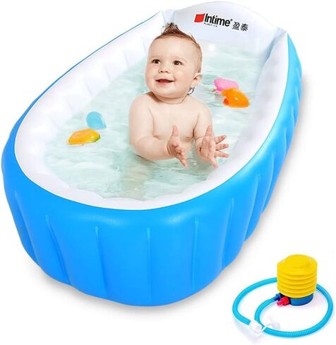 Locisne Baby Inflatable Bathtub Children No-Slippery Swimming Pool Foldable Travel Air Shower Basin Seat Baths Big Size with air Pump for 0-3 Years in Kuwait