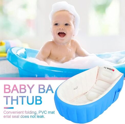 Locisne Baby Inflatable Bathtub Children No-Slippery Swimming Pool Foldable Travel Air Shower Basin Seat Baths Big Size with air Pump for 0-3 Years in Kuwait