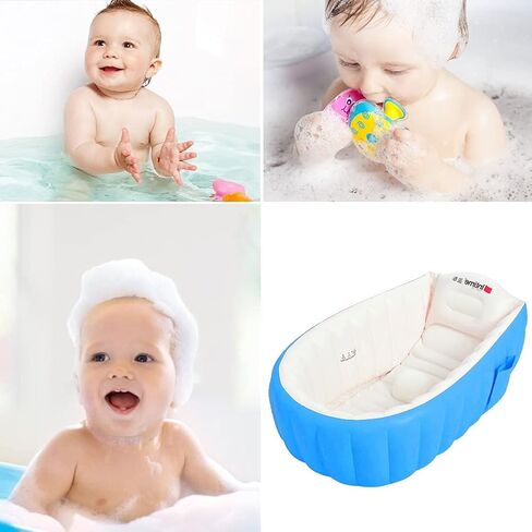 Locisne Baby Inflatable Bathtub Children No-Slippery Swimming Pool Foldable Travel Air Shower Basin Seat Baths Big Size with air Pump for 0-3 Years in Kuwait
