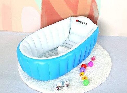 Locisne Baby Inflatable Bathtub Children No-Slippery Swimming Pool Foldable Travel Air Shower Basin Seat Baths Big Size with air Pump for 0-3 Years in Kuwait