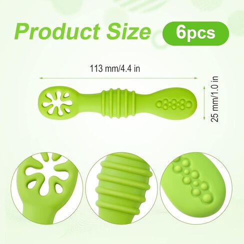 TOYMIS 6pcs Silicone Baby Spoons, First Stage Toddler Utensils Baby Led Weaning Spoons Baby Chew Spoon Training Spoon Toddler Self Feeding Utensils for Baby over 6 months (6 Colors) Z20010 in Saudi Arabia