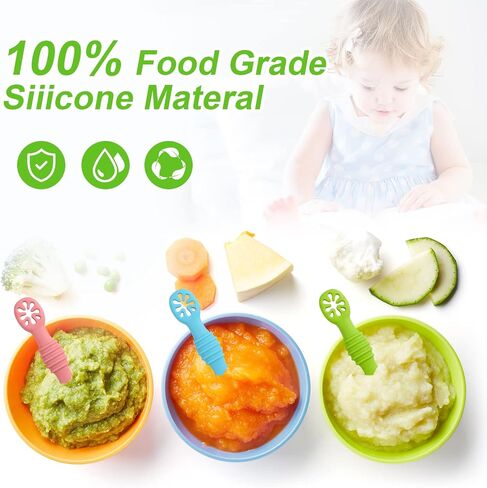 TOYMIS 6pcs Silicone Baby Spoons, First Stage Toddler Utensils Baby Led Weaning Spoons Baby Chew Spoon Training Spoon Toddler Self Feeding Utensils for Baby over 6 months (6 Colors) Z20010 in Saudi Arabia