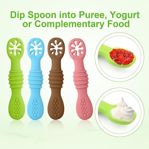 TOYMIS 6pcs Silicone Baby Spoons, First Stage Toddler Utensils Baby Led Weaning Spoons Baby Chew Spoon Training Spoon Toddler Self Feeding Utensils for Baby over 6 months (6 Colors) Z20010 in Saudi Arabia
