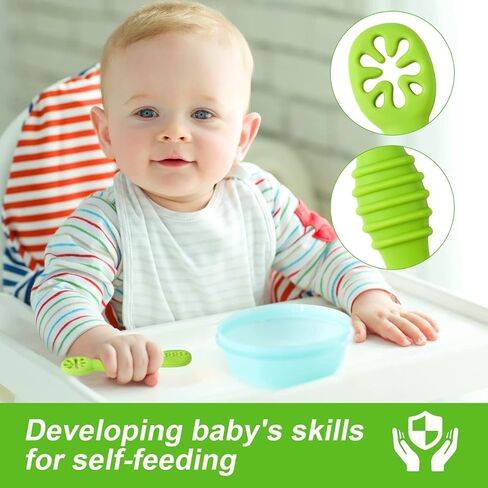 TOYMIS 6pcs Silicone Baby Spoons, First Stage Toddler Utensils Baby Led Weaning Spoons Baby Chew Spoon Training Spoon Toddler Self Feeding Utensils for Baby over 6 months (6 Colors) Z20010 in Saudi Arabia