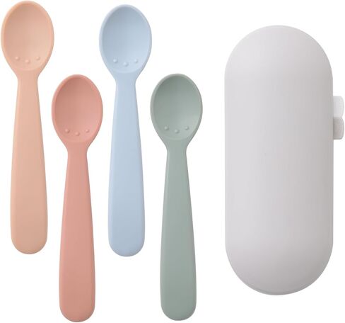 مجموعة ملاعق الأطفال من السيليكون من ROCCED مكونة من 4، ملاعق تغذية الأطفال المرحلة الأولى، ملاعق الأطفال الرضع، ملعقة تدريب الطفل، ملاعق ذات طرف ناعم لأواني الأطفال الرضع، مستلزمات تغذية الأطفال 3M+ in Kuwait