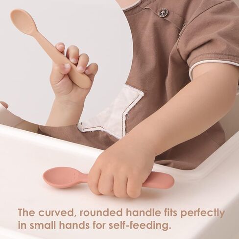 مجموعة ملاعق الأطفال من السيليكون من ROCCED مكونة من 4، ملاعق تغذية الأطفال المرحلة الأولى، ملاعق الأطفال الرضع، ملعقة تدريب الطفل، ملاعق ذات طرف ناعم لأواني الأطفال الرضع، مستلزمات تغذية الأطفال 3M+ in Kuwait