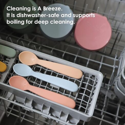 مجموعة ملاعق الأطفال من السيليكون من ROCCED مكونة من 4، ملاعق تغذية الأطفال المرحلة الأولى، ملاعق الأطفال الرضع، ملعقة تدريب الطفل، ملاعق ذات طرف ناعم لأواني الأطفال الرضع، مستلزمات تغذية الأطفال 3M+ in Kuwait