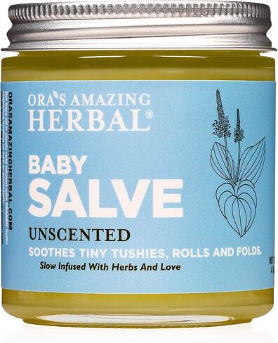 Baby Salve, Diaper Balm Ointment, Drool Rash Prevention, Natural Diaper Cream, Calendula Thyme Burdock Cream, Baby Eczema Acne and Rash Treatment, 4 oz, Ora’s Amazing Herbal in Saudi Arabia