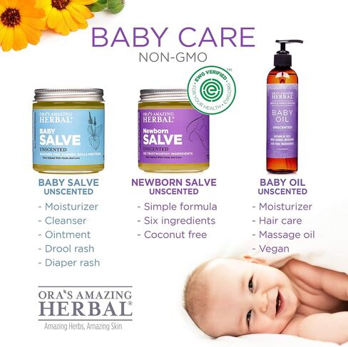 Baby Salve, Diaper Balm Ointment, Drool Rash Prevention, Natural Diaper Cream, Calendula Thyme Burdock Cream, Baby Eczema Acne and Rash Treatment, 4 oz, Ora’s Amazing Herbal in Saudi Arabia