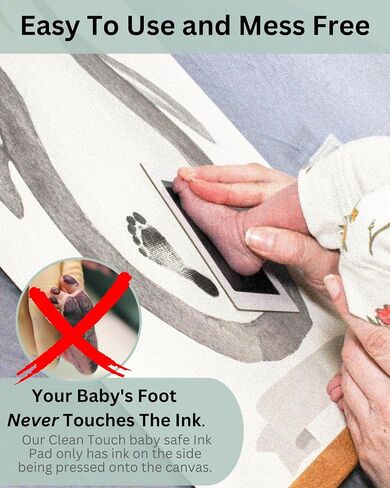 Penguin Baby Footprint Kit Keepsake - Includes 1 linen canvas with frame, 1 clean touch baby footprint ink pad, 1 marker to create your personalized baby print kit. Unique baby shower gifts. in Saudi Arabia
