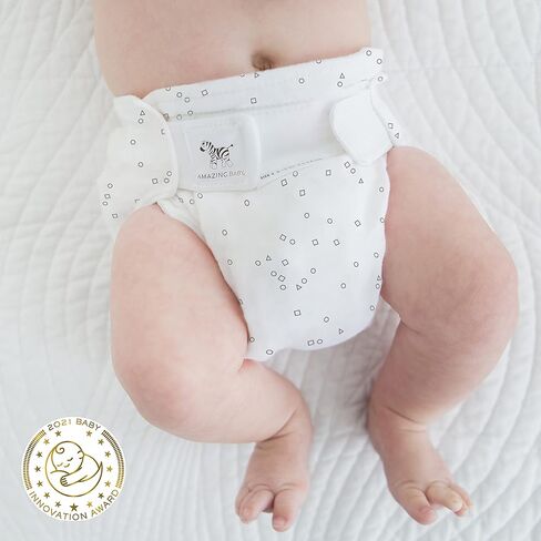 Amazing Baby Hybrid Cloth Diaper Cover with Pocket-Sling, Newborn, Sz 1 (5-10 lbs), Use with Boosties Inserts, Confetti, SmartNappy Set includes Cotton Knit Cover + Bi-fold Insert + Booster Pad in Kuwait