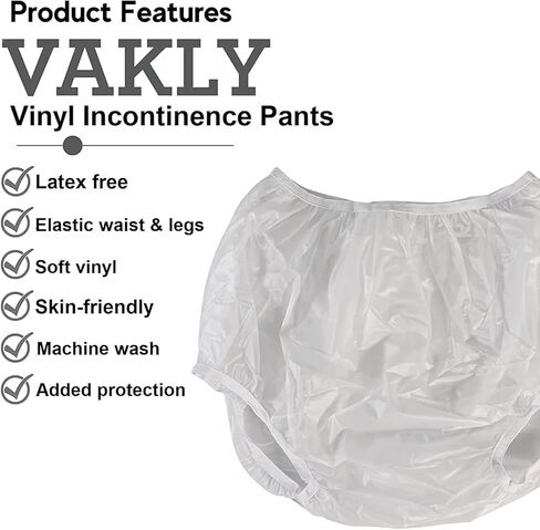 Adult Vinyl Waterproof Pull-On-Cover Incontinence Pants (This is NOT a Diaper) [3 Pack] Extra Waterproof Protection to GO ON TOP of/Together with Diapers & Briefs as Added Leak Resistance (Medium) in Kuwait