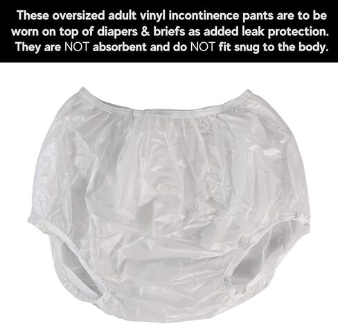 Adult Vinyl Waterproof Pull-On-Cover Incontinence Pants (This is NOT a Diaper) [3 Pack] Extra Waterproof Protection to GO ON TOP of/Together with Diapers & Briefs as Added Leak Resistance (Medium) in Kuwait