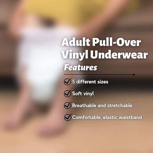 Adult Vinyl Waterproof Pull-On-Cover Incontinence Pants (This is NOT a Diaper) [3 Pack] Extra Waterproof Protection to GO ON TOP of/Together with Diapers & Briefs as Added Leak Resistance (Medium) in Kuwait