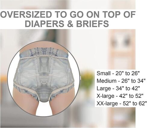 Adult Vinyl Waterproof Pull-On-Cover Incontinence Pants (This is NOT a Diaper) [3 Pack] Extra Waterproof Protection to GO ON TOP of/Together with Diapers & Briefs as Added Leak Resistance (Medium) in Saudi Arabia