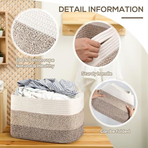 Geetery 6 Pack Woven Basket for Storage Woven Baskets for Organizing Decorative Storage Baskets Storage Bins Cotton Rope Storage Basket for Shelves, Nursery, Playroom and Classroom in Kuwait
