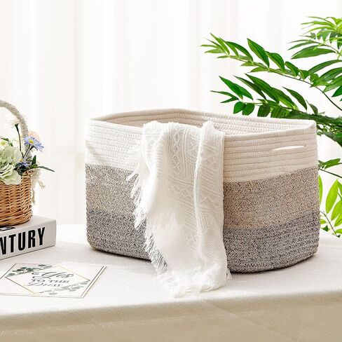 Geetery 6 Pack Woven Basket for Storage Woven Baskets for Organizing Decorative Storage Baskets Storage Bins Cotton Rope Storage Basket for Shelves, Nursery, Playroom and Classroom in Kuwait