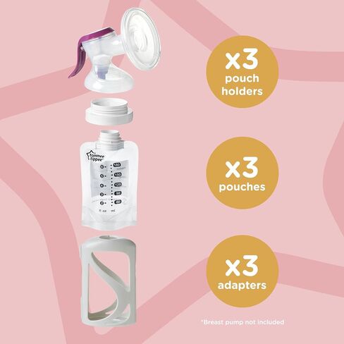 Tommee Tippee Breast Milk Starter Set, Compatible With All Leading Breast Pumps, Includes Breast-Like Nipples, 3x Milk Pouch Bottle Holders, 3x Pre-Sterilized Breastmilk Pouches And Adapter Set in Saudi Arabia
