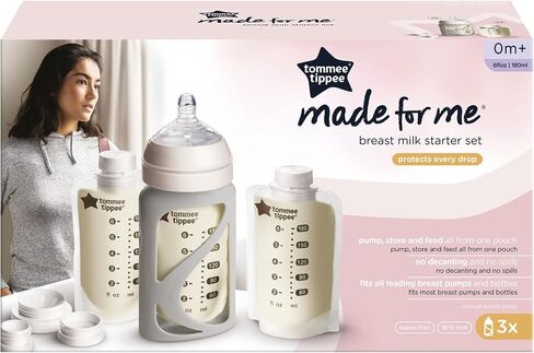 Tommee Tippee Breast Milk Starter Set, Compatible With All Leading Breast Pumps, Includes Breast-Like Nipples, 3x Milk Pouch Bottle Holders, 3x Pre-Sterilized Breastmilk Pouches And Adapter Set in Saudi Arabia