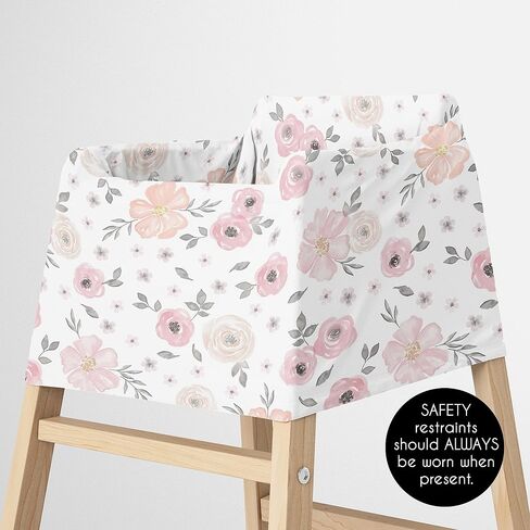 Sweet Jojo Designs Pink Watercolor Floral Girl Infant Baby Car Seat Cover Nursing Breastfeeding Shopping Cart Stroller Canopy - Pink Grey and White Boho Bohemian Shabby Chic Rose Flower Farmhouse in Kuwait