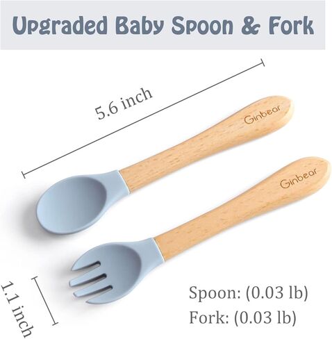 أطباق جينبير للأطفال مع شفط، مرايل سيليكون، أدوات فطام الأطفال، مجموعة تناول الطعام للأطفال الصغار (أخضر ضبابي) in Kuwait