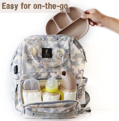 أطباق جينبير للأطفال مع شفط، مرايل سيليكون، أدوات فطام الأطفال، مجموعة تناول الطعام للأطفال الصغار (أخضر ضبابي) in Kuwait