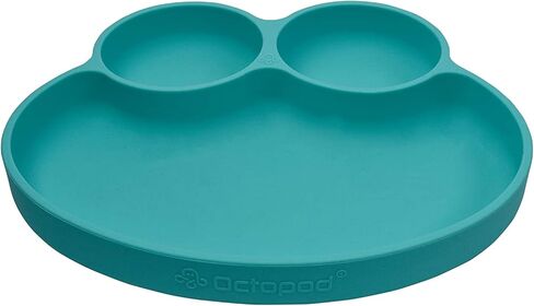 Abiie Octopod Frog Silicone Suction Plate - 3 Compartment - Sage Green | Training Grip Dish for Baby & Toddler, High Chair Accessories, Mess-Free Feeding Essentials, Divided Plate, Baby-Led Weaning in Saudi Arabia