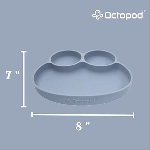 Abiie Octopod Frog Silicone Suction Plate - 3 Compartment - Sage Green | Training Grip Dish for Baby & Toddler, High Chair Accessories, Mess-Free Feeding Essentials, Divided Plate, Baby-Led Weaning in Saudi Arabia