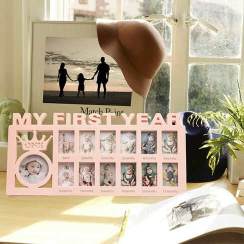 KLEOAD My First Year Newborn Keepsake Frame 12 Months Milestone Photo Frames Mothers Day Accessory Nursery Decoration, Picture Frames Memories Photo Frame DIY Keepsake Picture Frames Gift in Kuwait