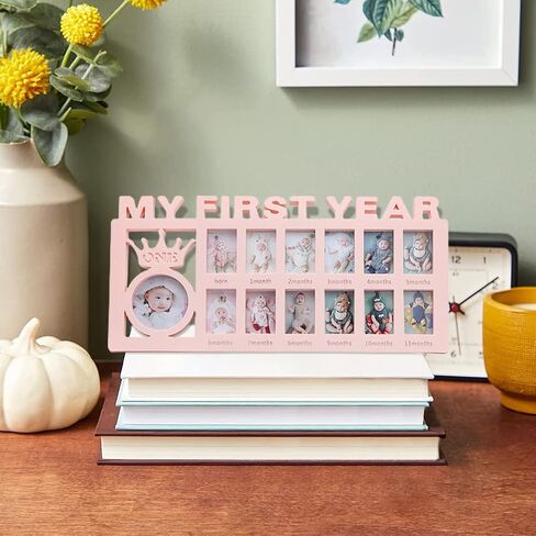 KLEOAD My First Year Newborn Keepsake Frame 12 Months Milestone Photo Frames Mothers Day Accessory Nursery Decoration, Picture Frames Memories Photo Frame DIY Keepsake Picture Frames Gift in Kuwait
