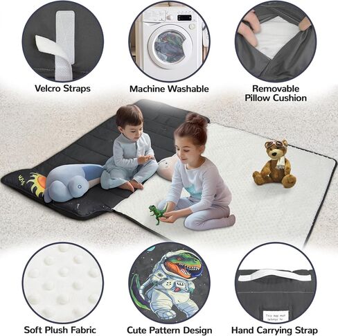 DUDUGWA Toddler Nap Mat,Toddler Sleeping Bag with Pillow and Blanket, 52"x22"x1.5"Extra Large Super Soft Microfiber, Rolled and Portable,Nap Mats for Preschool,Daycare,Home,Travel,Camping,Universal in Saudi Arabia