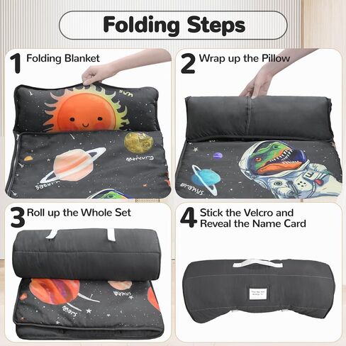 DUDUGWA Toddler Nap Mat,Toddler Sleeping Bag with Pillow and Blanket, 52"x22"x1.5"Extra Large Super Soft Microfiber, Rolled and Portable,Nap Mats for Preschool,Daycare,Home,Travel,Camping,Universal in Saudi Arabia