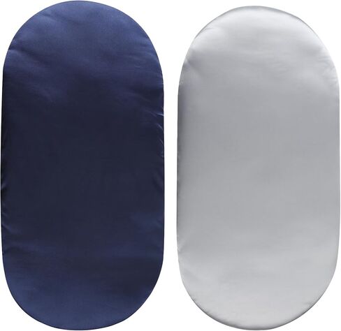 Satin Bassinet Sheet Set 2 Pack for Baby Hair and Skin Lt Grey & Lt Blue | Ultra Soft Silk Fit for Rectangle, Hourglass, Oval Bassinet Mattress Cradle or Bassinet Sheets in Saudi Arabia