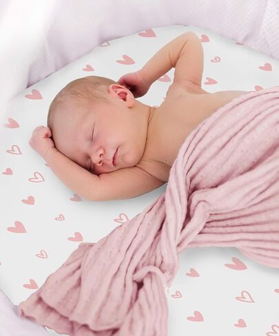 100% Organic Cotton 2 Pk Bedside Sleeper Bassinet Fitted Mattress Sheets Perfectly Compatible with Mika Micky, Baby Delight, Ronbei, Chicco, Cloud Baby, AMKE, Angelbliss, Arm's Reach. Cloud, Stripe in Saudi Arabia