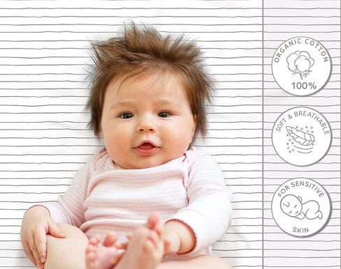 100% Organic Cotton 2 Pk Bedside Sleeper Bassinet Fitted Mattress Sheets Perfectly Compatible with Mika Micky, Baby Delight, Ronbei, Chicco, Cloud Baby, AMKE, Angelbliss, Arm's Reach. Cloud, Stripe in Saudi Arabia