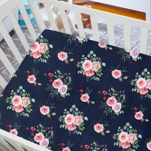 AMROSE 3 Pack Heavenly Soft Crib Sheets for Baby Girls, 28'' X 52'' Fitted Sheets for Crib and Toddler Mattress Pad, Silk Touch Gentle Breathable Microfiber, Floral & Butterfly in Saudi Arabia