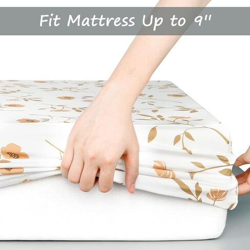 ملاءات سرير للأطفال البنات والصبية مكونة من قطعتين، ملاءات سرير من نسيج جيرسي ناعم مناسبة لمراتب السرير البيضاوية أو المستطيلة أو الساعة الرملية، زهرة بنية قديمة in Kuwait