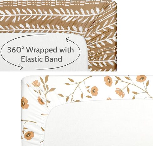 ملاءات سرير للأطفال البنات والصبية مكونة من قطعتين، ملاءات سرير من نسيج جيرسي ناعم مناسبة لمراتب السرير البيضاوية أو المستطيلة أو الساعة الرملية، زهرة بنية قديمة in Kuwait