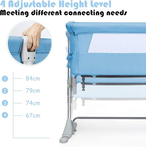 HONEY JOY Baby Bedside Crib, Foldable Baby Bedside Bassinet w/Carrying Bag, Breathable Mesh & Mattress, Adjustable Height & Angle, Bed to Bed Baby Co Sleeper for Infants Newborn Girl Boy, Gray in Kuwait