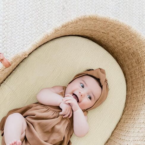 ملاءة سرير من الموسلين فائقة النعومة للأطفال البنات والأولاد، ملاءات سرير من القطن العضوي المسامي مناسبة لسرير قياسي مقاس 30 × 16 بوصة (وردي) in Kuwait