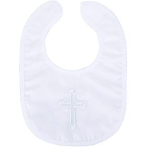 Infant Baby Boys' Girls' Christening Baptism Embroidered Cross Bib and Socks for Outfits in Kuwait