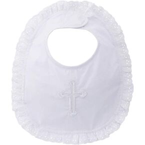 Infant Baby Boys' Girls' Christening Baptism Embroidered Cross Bib and Socks for Outfits