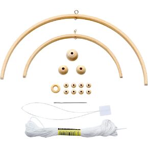 Nursery Mobile Crib Bed Bell Ceiling Wooden Wind Chime Hanging DIY Wooden Frame Ornaments Handmade Kit for Infant Toys Nursing Accessories Nurse Charms (Semi-Circular) in Kuwait