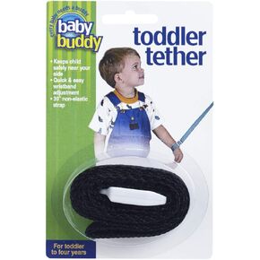Baby Buddy Toddler Tether, Child Safety Leash, Toddler Travel Essential, Child and Baby Tether Strap for Walking, Safety Walking Guide for Children and Parents, Black, 1 Count